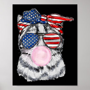 Cat Face Bubblegum 4. Juli Meowica Unabhängigkeit Poster