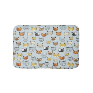 Cat Face Doodle Muster Badematte