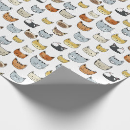Cat Face Doodle Muster Geschenkpapier