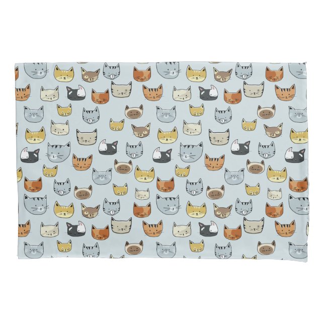 Cat Face Doodle Muster Kissenbezug (Vorderseite-Links)