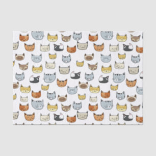 Cat Face Doodle Muster Seidenpapier