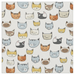 Cat Face Doodle Muster Stoff