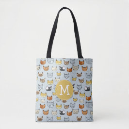 Cat Face Doodle Muster Tasche