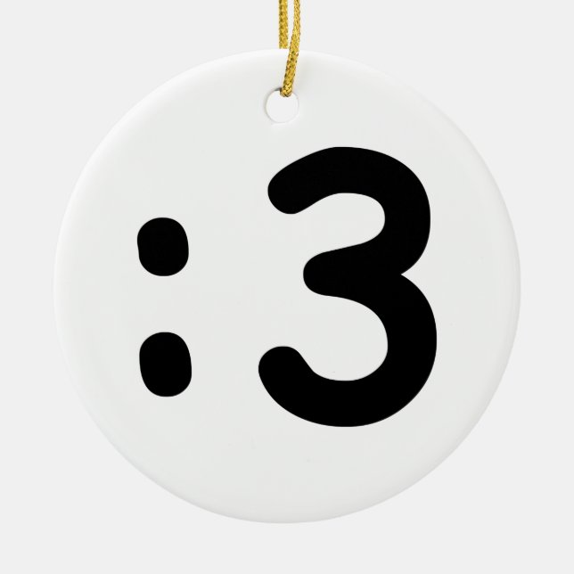 Cat Face Emoticon:3 Keramik Ornament (Vorne)