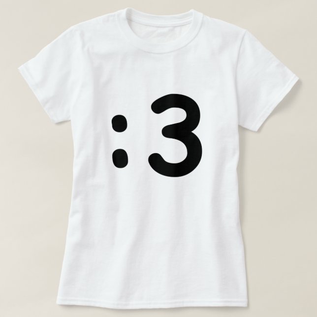 Cat Face Emoticon:3 T-Shirt (Design vorne)