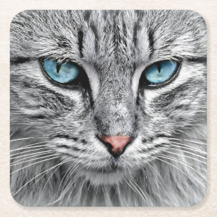 Cat Face Fraktal Design-10682 Rechteckiger Pappuntersetzer