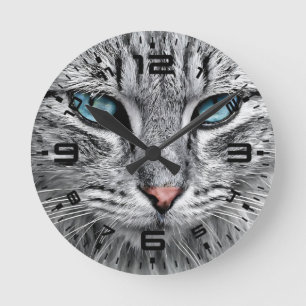 Cat Face Fraktal Design-10682 Runde Wanduhr