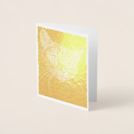 Cat Face Gold Foil Note Card Folienkarte
