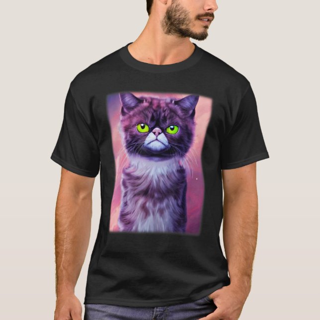 Cat face graphic  animal pet  grumpy kitten print  T-Shirt (Vorderseite)