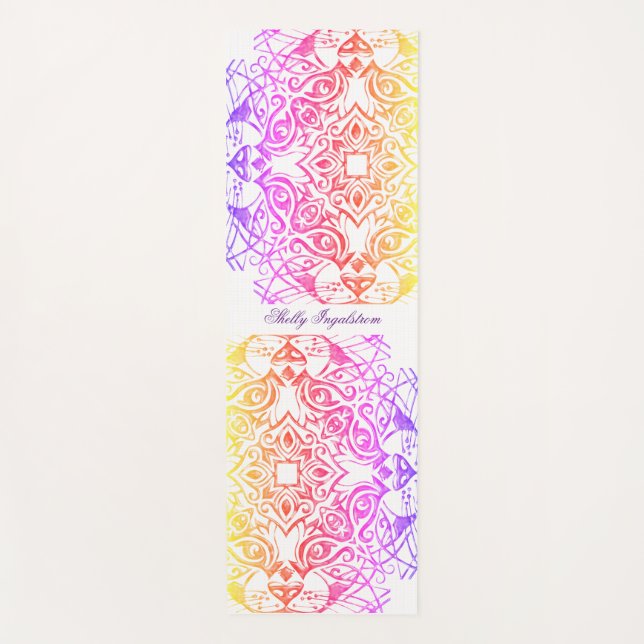 Cat Face Mandala Metallic Bright Look Yoga Mat Yogamatte (Vorderseite)