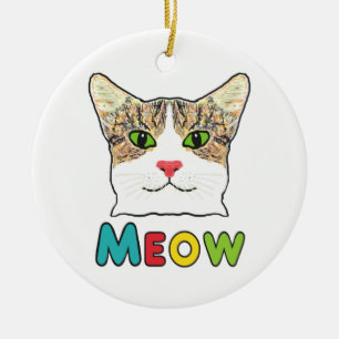 Cat Face Meow Keramik Ornament