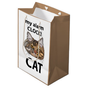 Cat Face My Alarm Clock Tabby Chat Mittlere Geschenktüte
