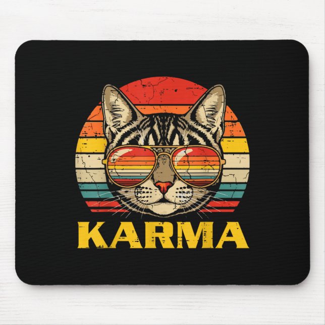 Cat Face Sungles Karma Funny Kitten Kitty Men Wome Mousepad (Vorne)