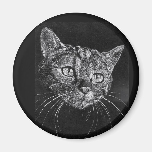 Cat Face Zeichnend Magnet (Vorne)