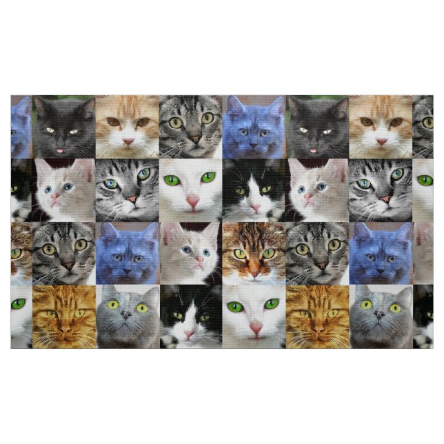 Cat Faces Collage Nähwerkstoff Stoff (Fat Quarter (45,7 x 55,9 cm))