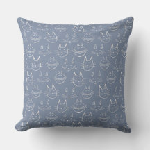 Cat Faces Denim Blue