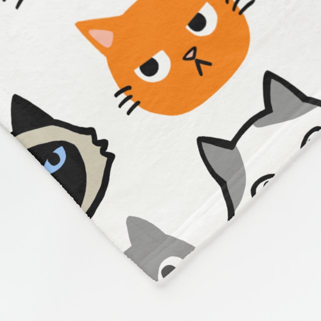 Cat Faces | Niedliche, lustige und annoyed Katzen Fleecedecke (Ecke)