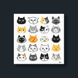 Cat Faces | Niedliche, lustige und annoyed Katzen Leinwanddruck<br><div class="desc">Zwanzig Katzenzeichnungen inklusive langhaariger und kurzhaariger domestizierter Kätzchen. Siam,  schwarze Katzen,  Schnurrkatze,  Kalico,  gestreifte graue und weiße Katzen und Tabbattchen. Fun feline Kunst,  die ein großartiges Geschenk für Katzenmenschen macht. Eine originelle humorvolle Illustration ©Jenn Inashvili.</div>