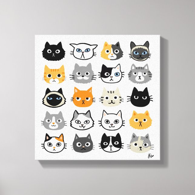 Cat Faces | Niedliche, lustige und annoyed Katzen Leinwanddruck (Vorderseite)