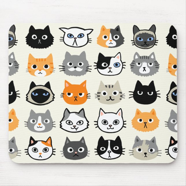 Cat Faces | Niedliche, lustige und annoyed Katzen Mousepad (Vorne)