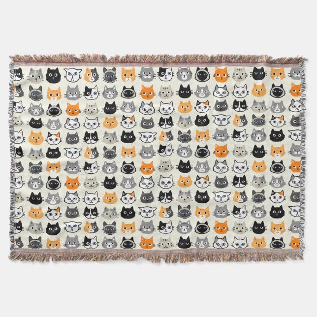 Cat Faces Pattern | Cool Kitty Cat Lover's Decke (Vorderseite)