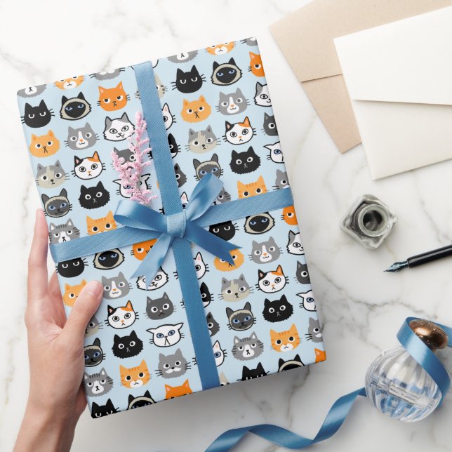Cat Faces Pattern | Cool Kitty Cat Lover's Geschenkpapier (Schenken)