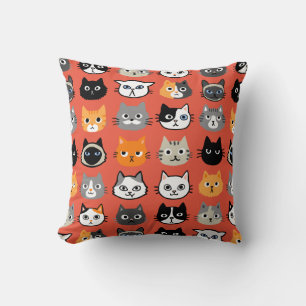 Cat Faces Pattern   Cool Kitty Cat Lover's Kissen
