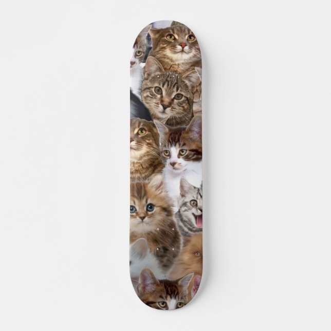 Cat Faces Pattern Skateboard (Vorne)