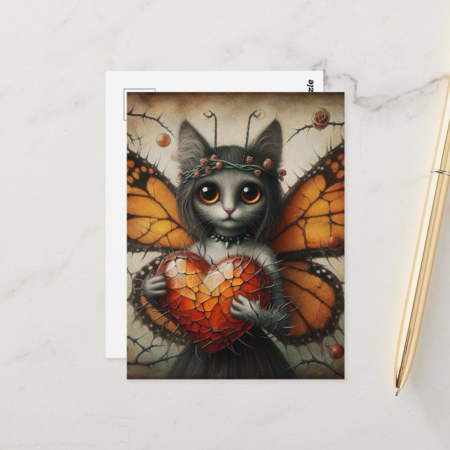 Cat Fairy Postkarte (Vorderseite/Rückseite Beispiel)