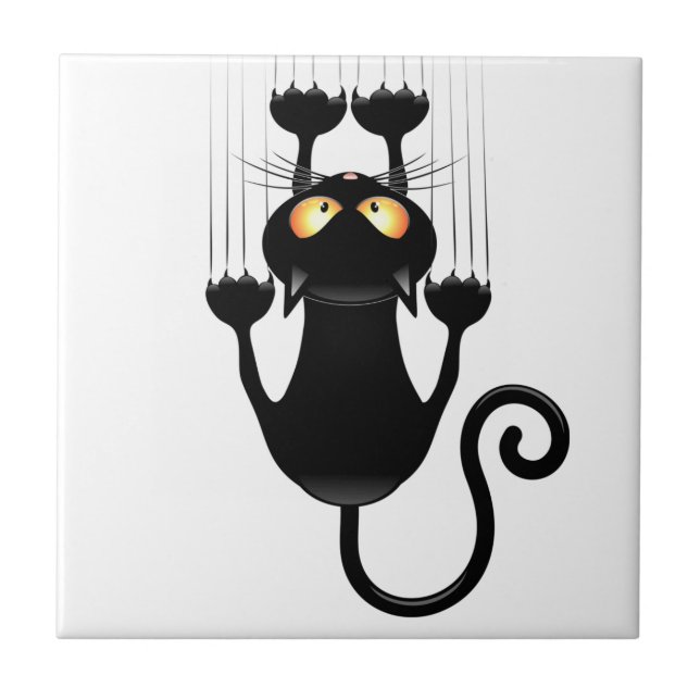 Cat Falldown lustige Zeichentrickfigur Fliese (Vorderseite)