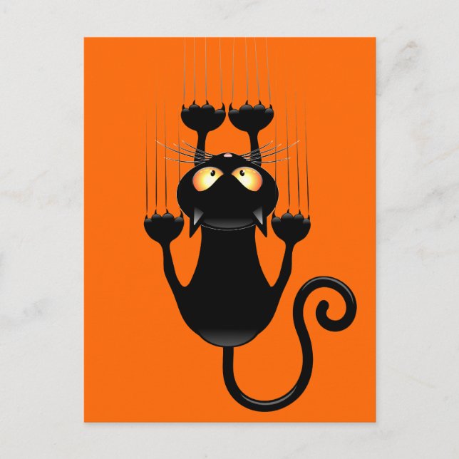 Cat Falldown lustige Zeichentrickfigur Postkarte (Vorderseite)