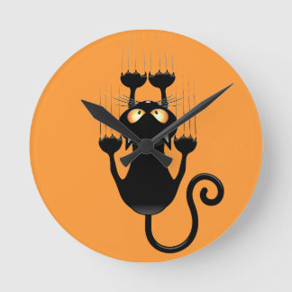 Cat Falldown lustige Zeichentrickfigur Runde Wanduhr