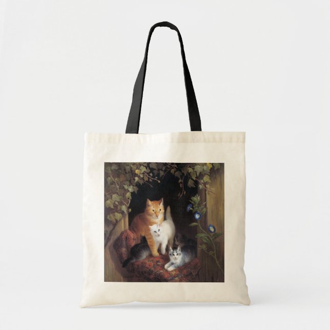 Cat Family and Ivy Leaf von Henriette Ronner Knip Tragetasche (Vorne)