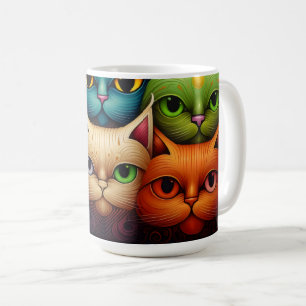 Cat Family Colorful Whimsical 1 Kaffeetasse