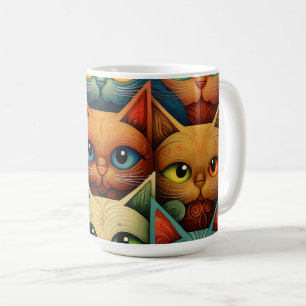 Cat Family Colorful Whimsical 4b Kaffeetasse