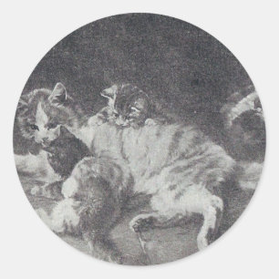 Cat Family Runder Aufkleber