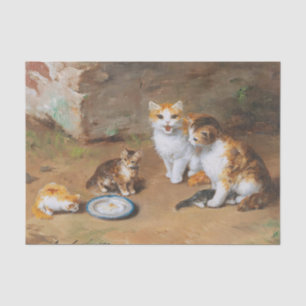 Cat Family von Alfred-Arthur Brunel de Neuville Seidenpapier