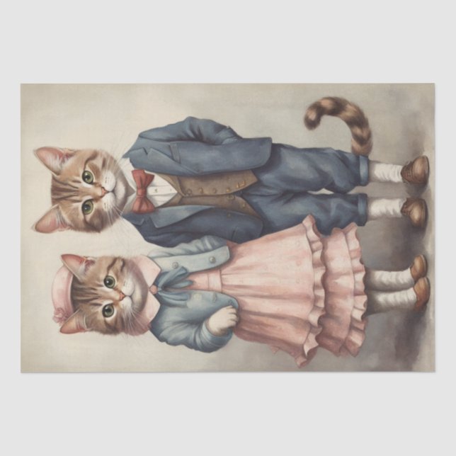 Cat Fashion Duo: Dekoupage Freude mit stilvollem Seidenpapier (Vorderseite)