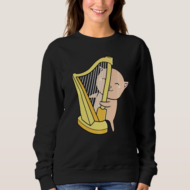 Cat Feline Meow Harp Orchestra Konzert Gig Rhythm Sweatshirt (Vorderseite)