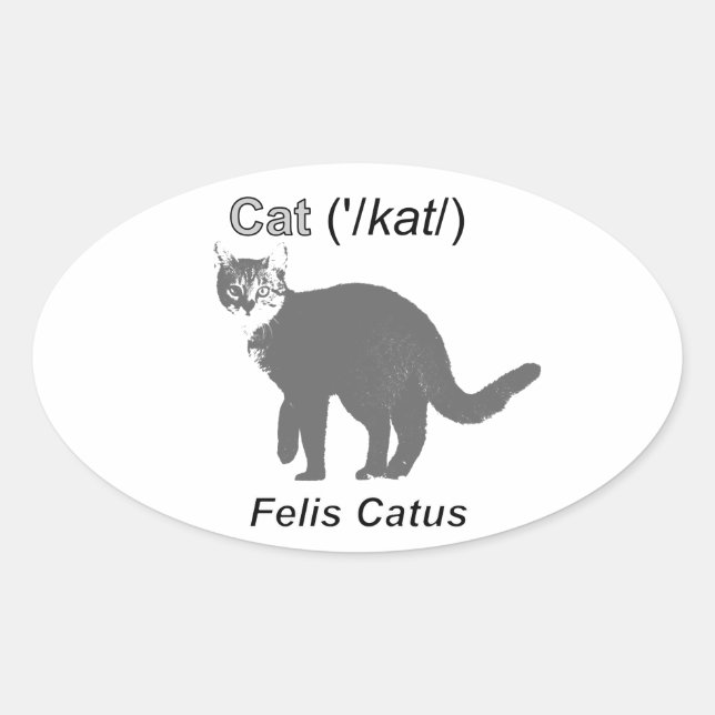 Cat Felis Catus Ovaler Aufkleber (Vorderseite)
