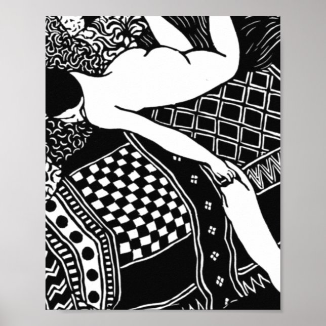 Cat Felix Vallotton Lady Bed Laziness La Paresse Poster (Vorne)
