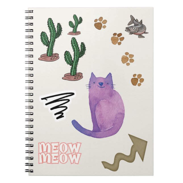 Cat Fish Cactus Notebook Notizblock (Vorderseite)