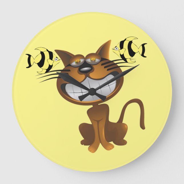 Cat Fish Clock Große Wanduhr (Vorderseite)