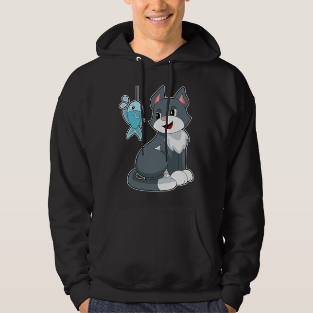 Cat Fisher Fish Fishing Hoodie (Vorderseite)