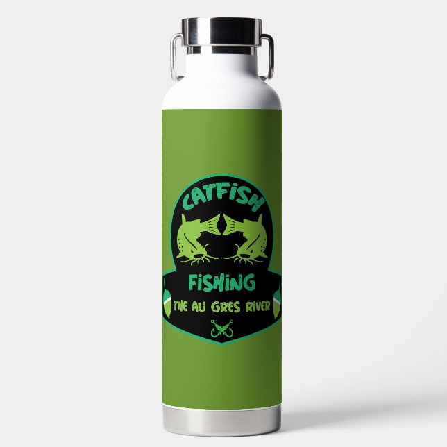 Cat Fishing Au Gres Trinkflasche (Vorderseite)
