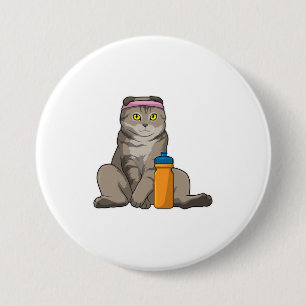 Cat Fitness Drinking Mug Button