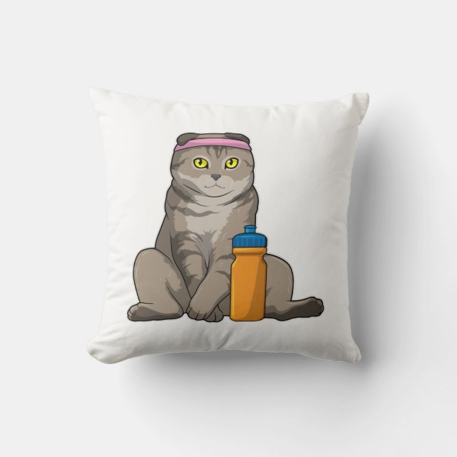 Cat Fitness Drinking Mug Kissen (Vorderseite)