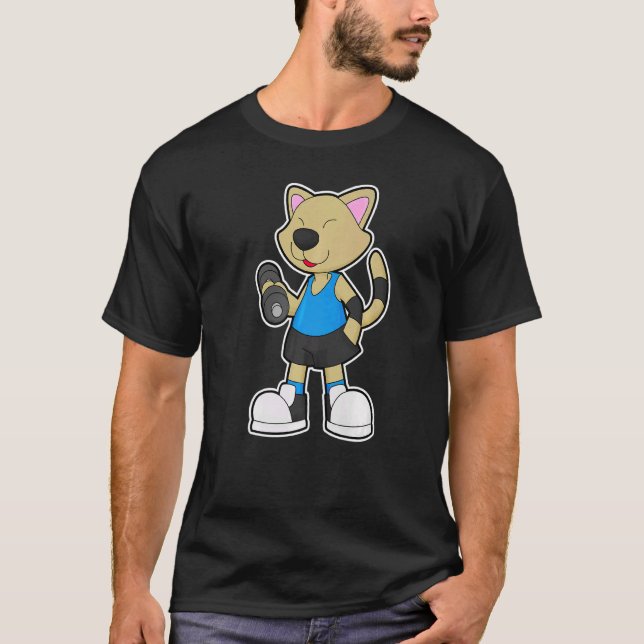 Cat Fitness Dumbbell Sports   T-Shirt (Vorderseite)