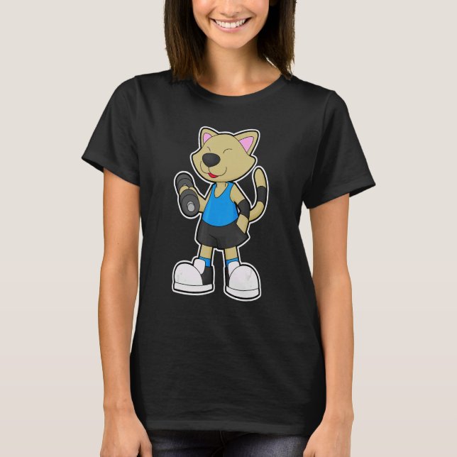 Cat Fitness Dumbbell Sports T-Shirt (Vorderseite)