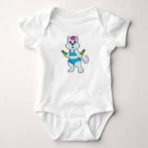 Cat Fitness Dumbell Baby Strampler
